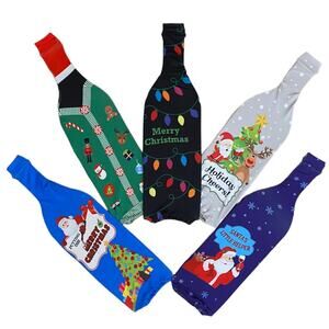 Toast the Season Christmas Wine Bottle Cover - Set of Five